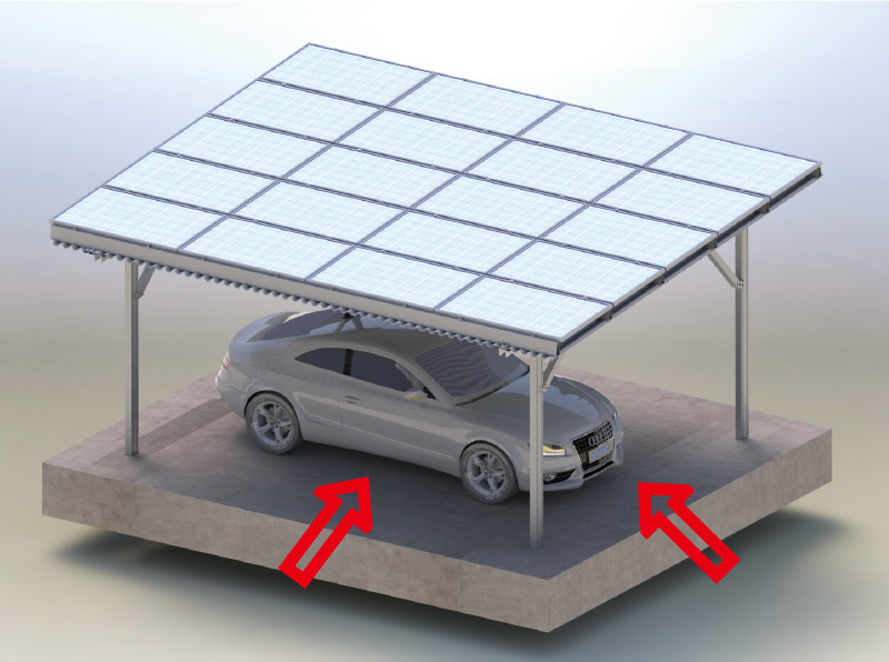 Carport solar panel pv large space parking