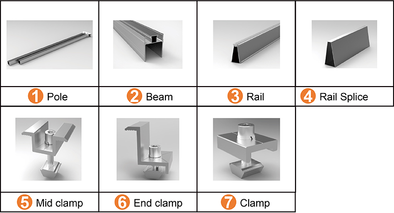 solar carport parking components kit rack rail clamps
